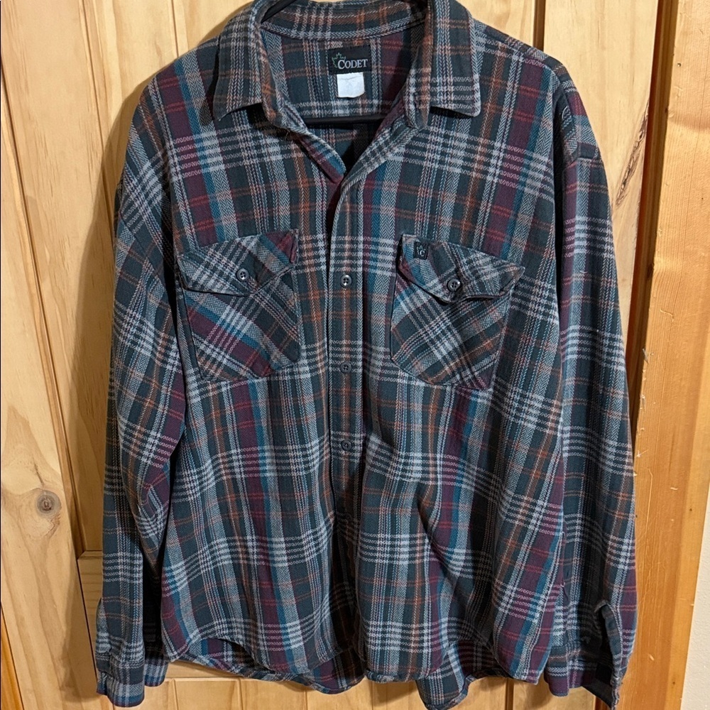 CODET  Men's Plaid Flannel Shirt Jacket - Blue and Red